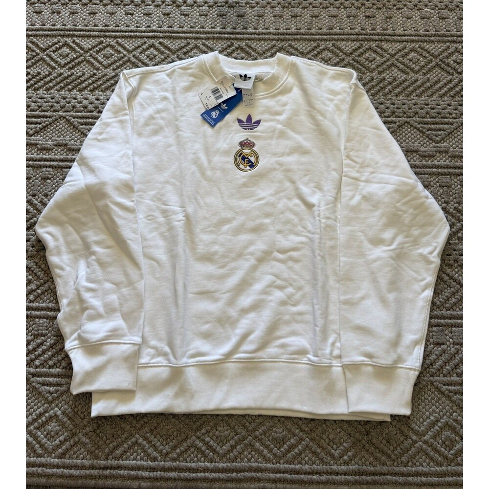 Real Madrid Pullover Crewneck Sweatshirt Men's Size Large White